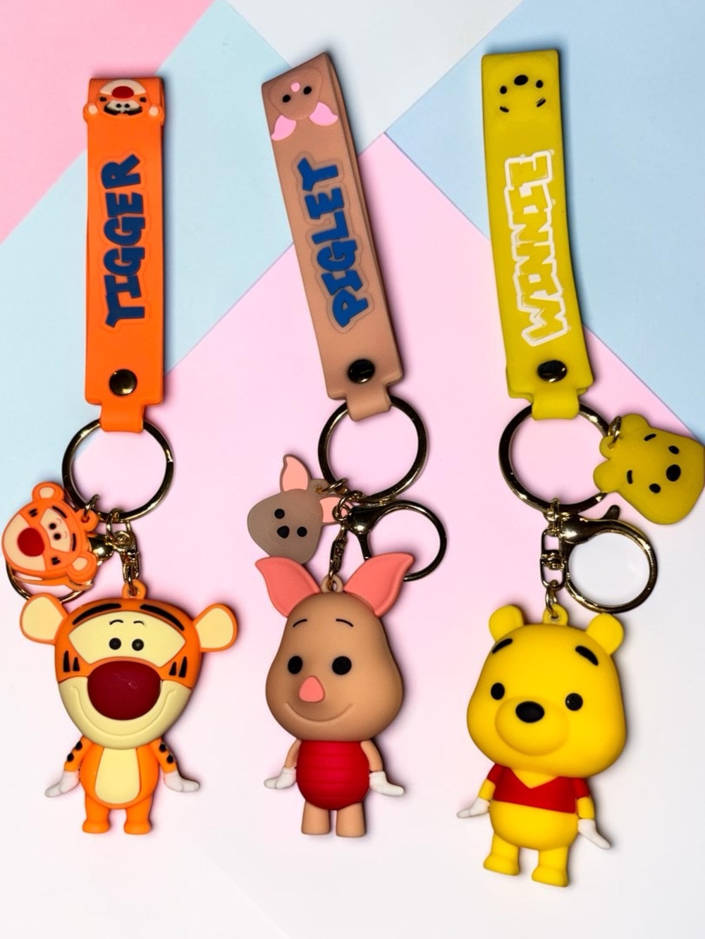 Disney Character Keychain Bundle | Tigger Piglet Pooh Bear Wristlet Keychains